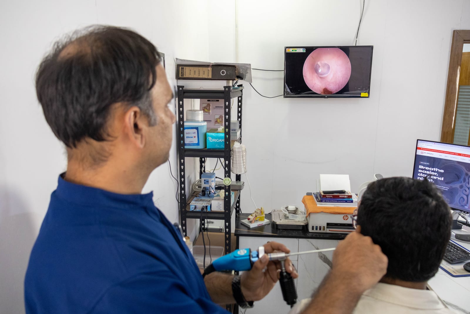 Dr. G Abhinav Kumar Reddy performing a diagnostic endoscopy